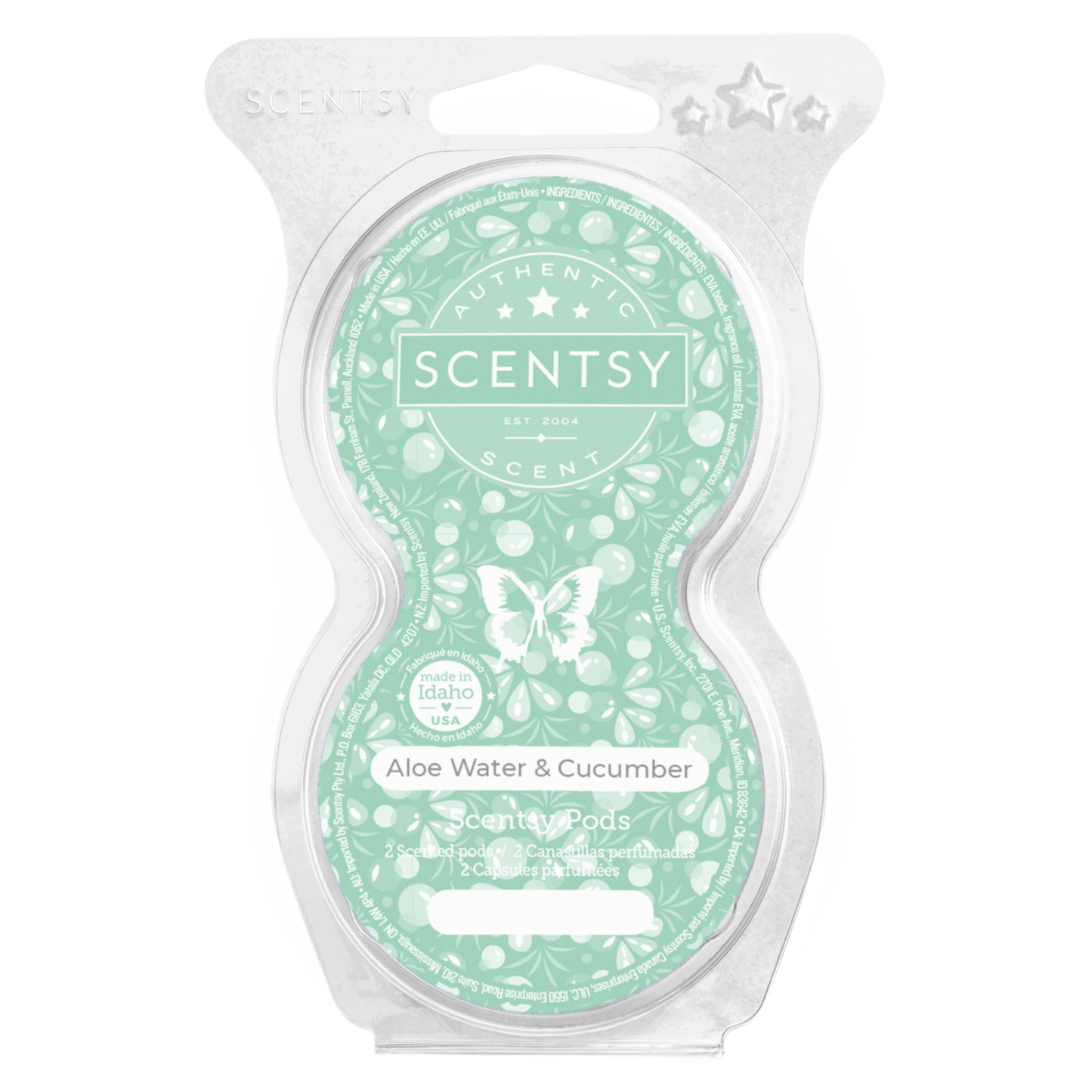 Scentsy wax melt package with green design and butterfly illustration on a white background