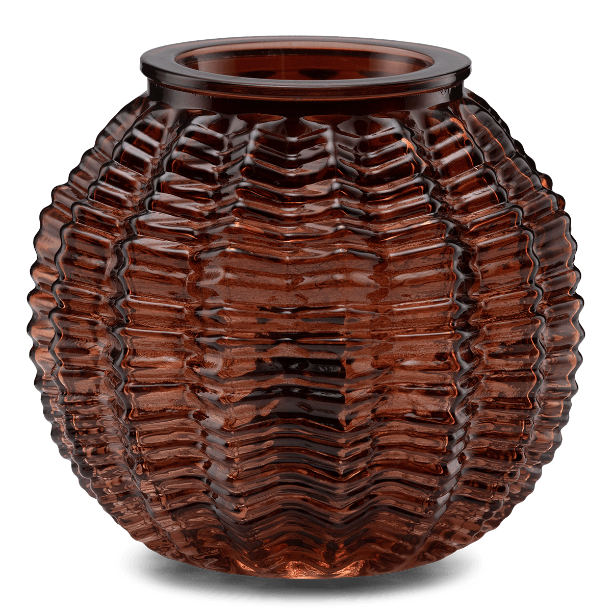 Decorative brown vase with textured surface on a transparent background