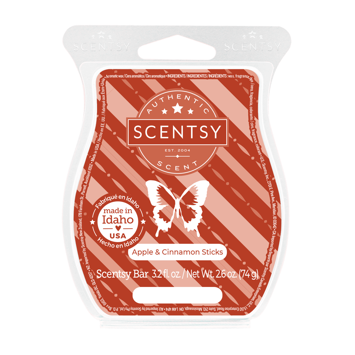 Scentsy bar packaging with butterfly design on a black background