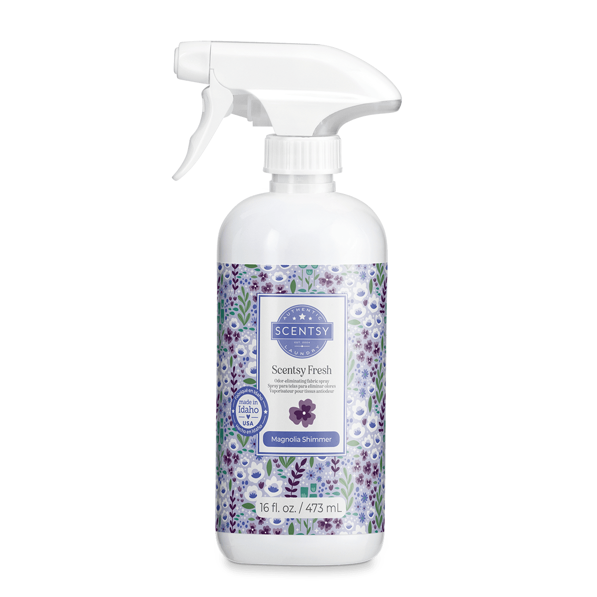 Scentsy Fresh spray bottle with floral design on a white background