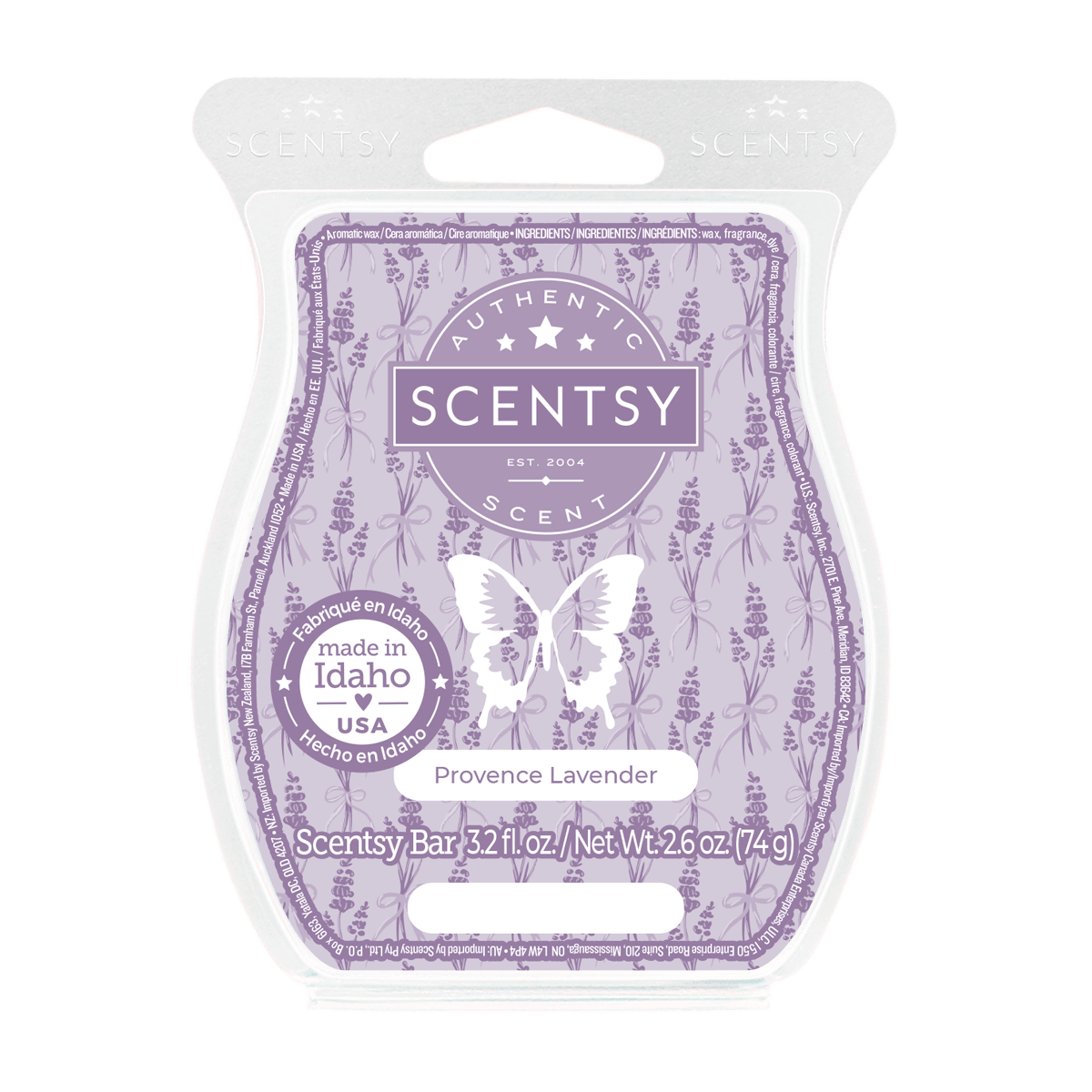 Scentsy Provence Lavender wax bar packaging on a white background
