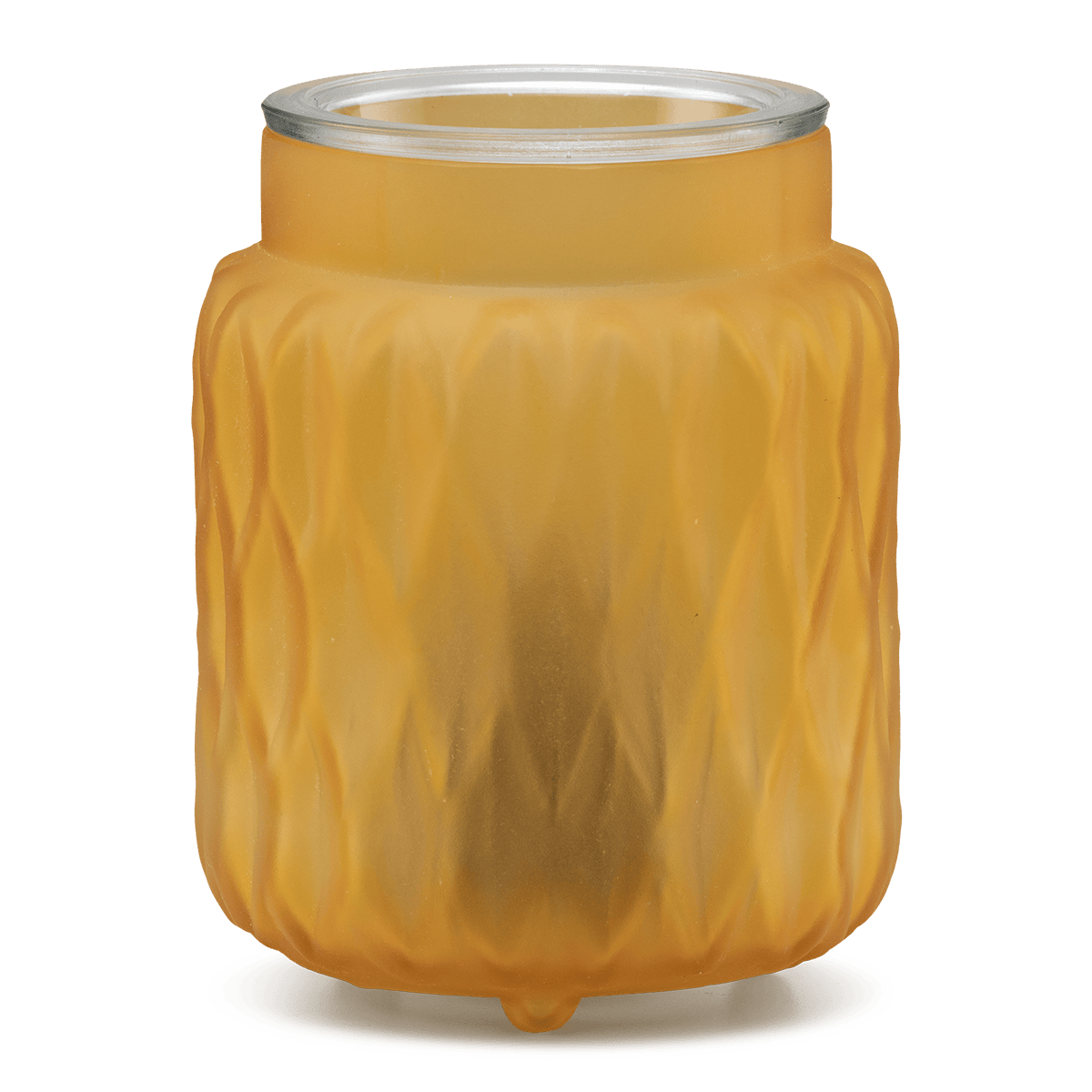Yellow textured jar with a clear lid on a transparent background