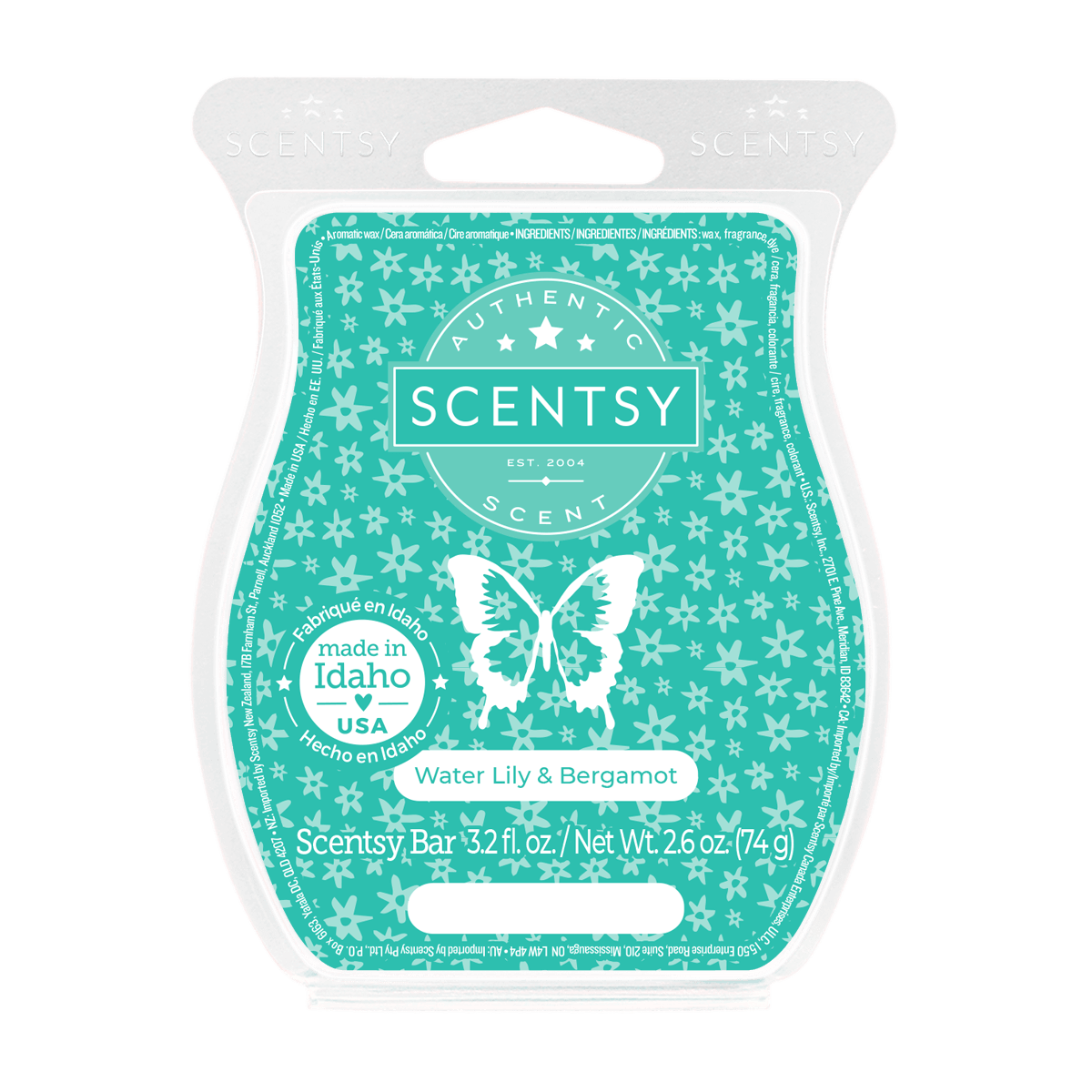 Scentsy wax bar packaging with butterfly design on a white background