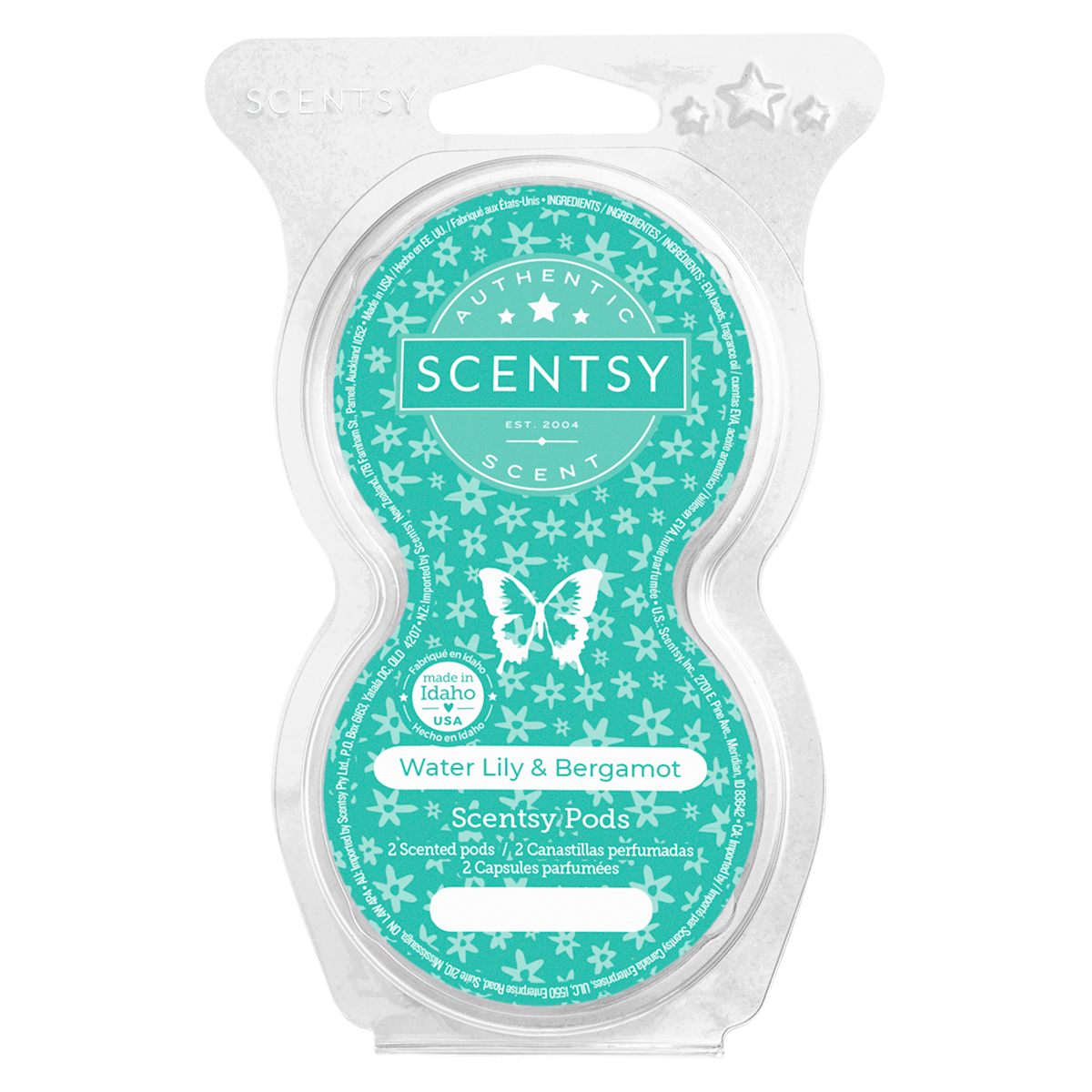 Scentsy Water Lily & Bergamot wax melt package on a white background