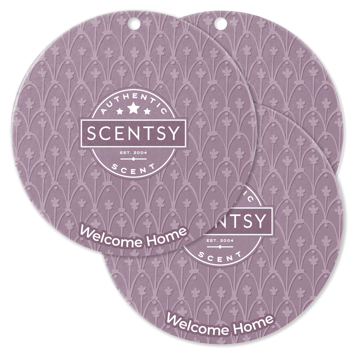 Two Scentsy scent cards with a patterned design on a black background