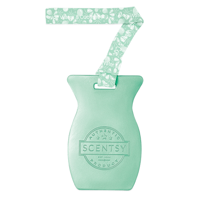 Mint green Scentsy product with a decorative ribbon on a white background
