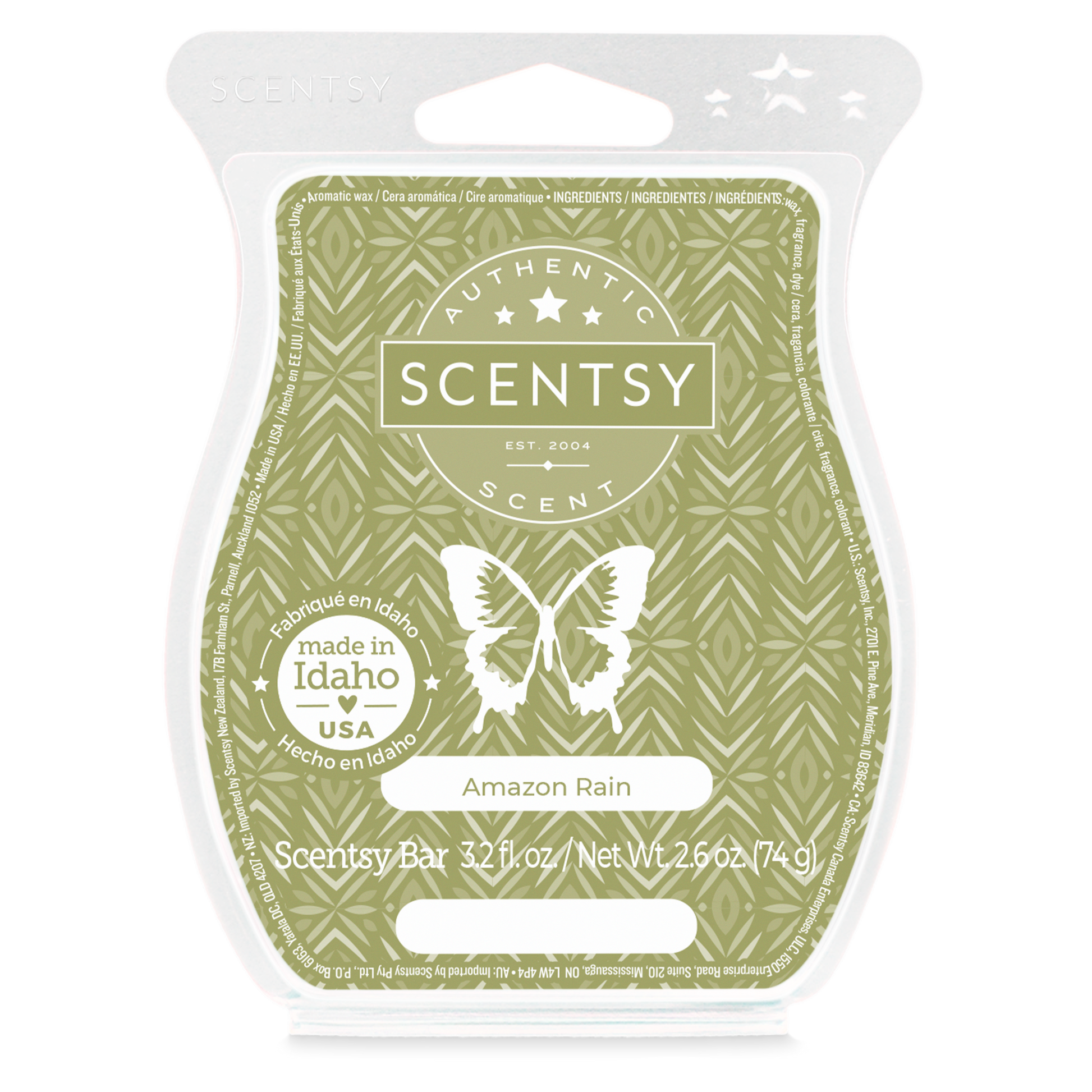 Scentsy wax bar packaging with butterfly design on a white background