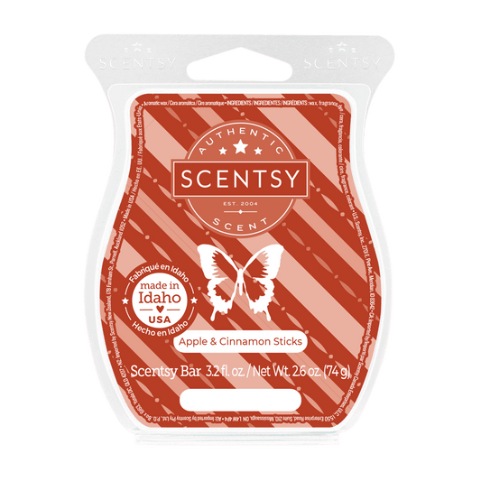 Scentsy bar packaging with butterfly design on a black background
