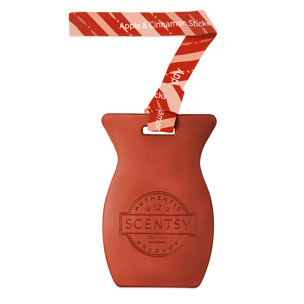 Scentsy product with a candy cane holder on a black background