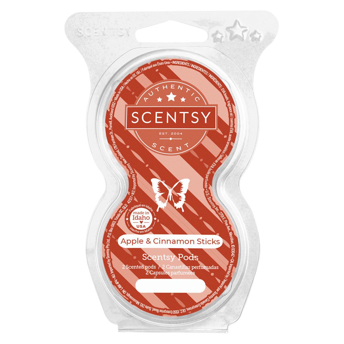 Scentsy Apple & Cinnamon Sticks scented wax package on a white background