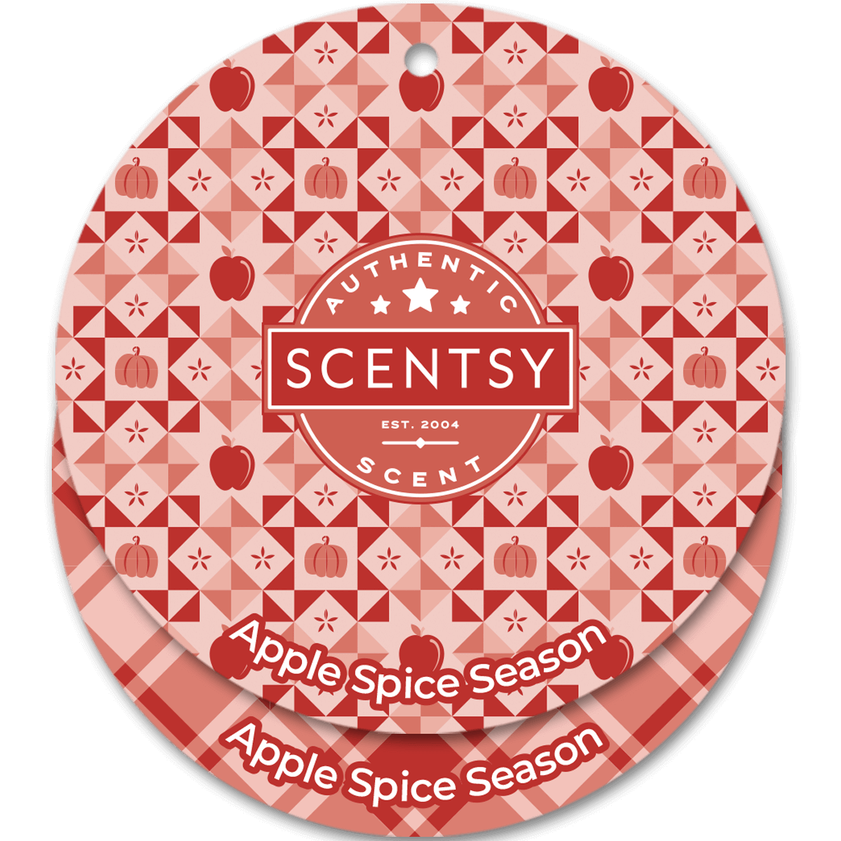 Scentsy Apple Spice Season scent packaging with geometric pattern