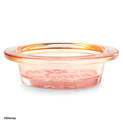 Clear plastic bowl with a brand name on a black background
