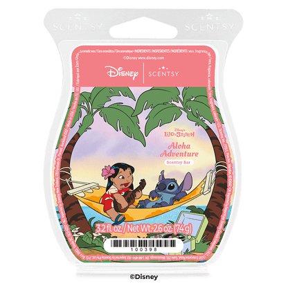 Scentsy Disney Lilo & Stitch Aloha Adventure scented wax bar packaging