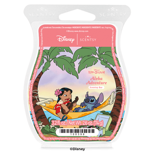 Scentsy Disney Lilo & Stitch Aloha Adventure scented wax bar packaging