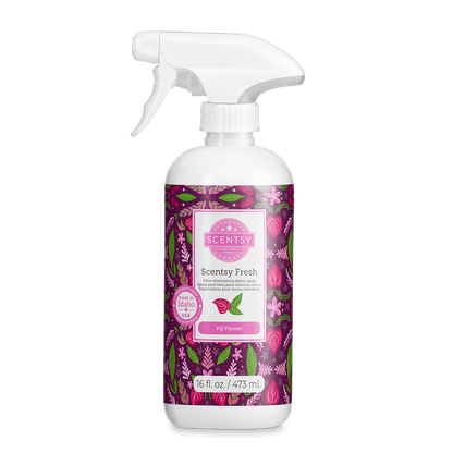 Scentsy Fresh spray bottle with floral design on a white background