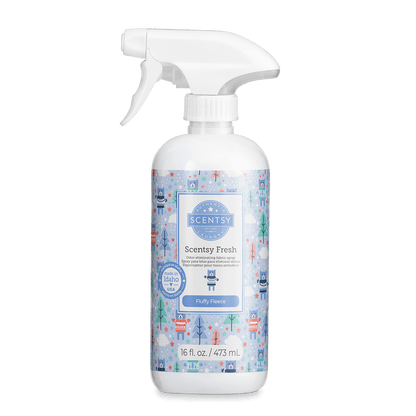 Scentsy Fresh spray bottle with a colorful label on a white background
