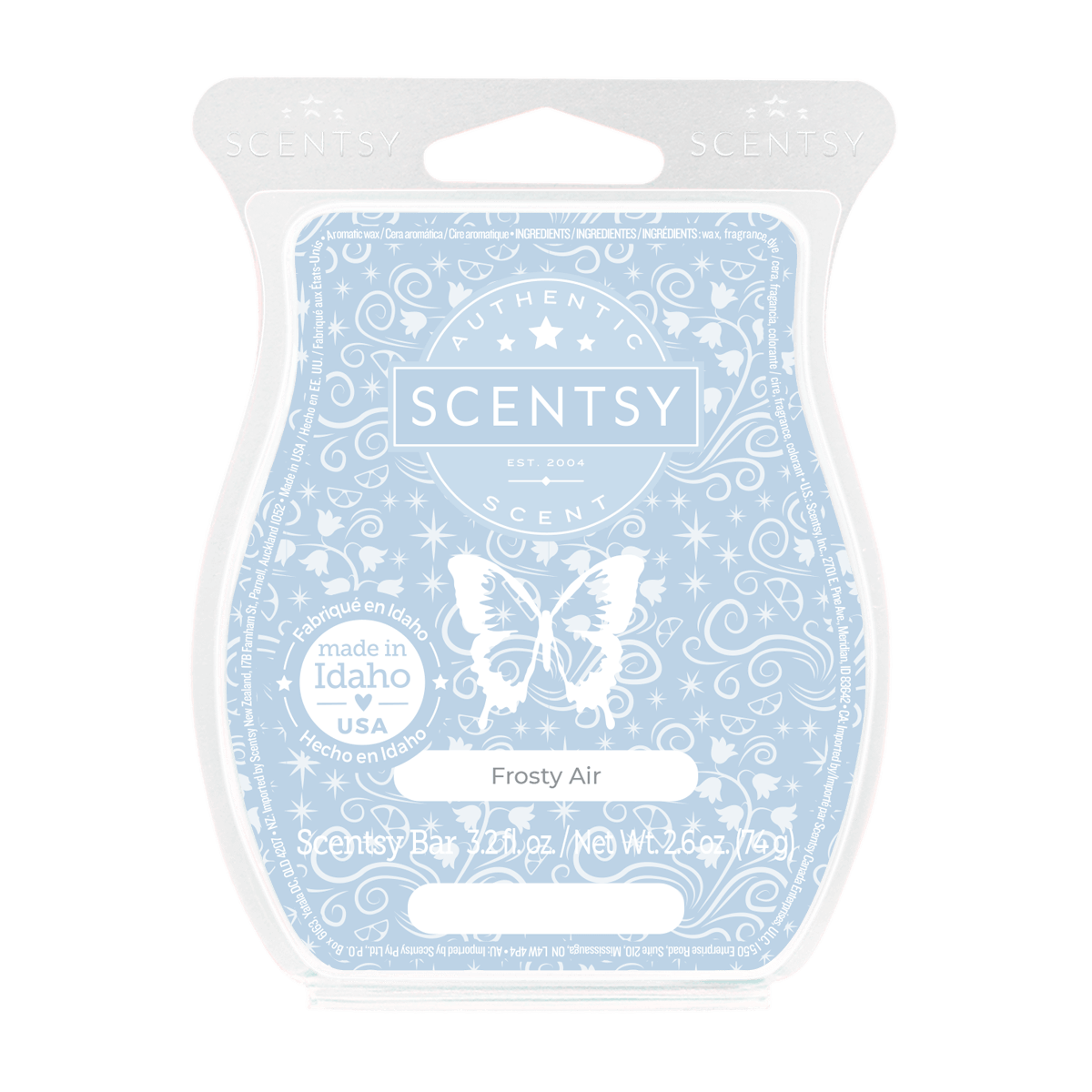 Scentsy wax warmer packaging with butterfly design on a white background
