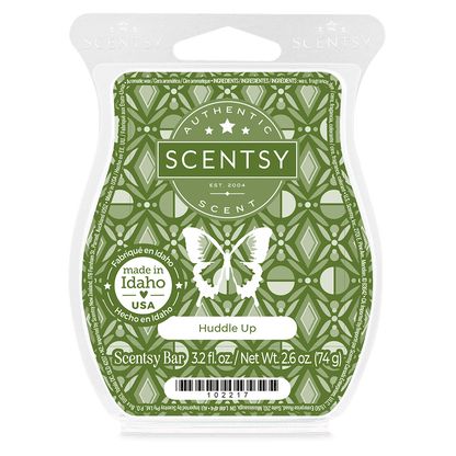 Scentsy bar packaging with green pattern and butterfly design on a white background