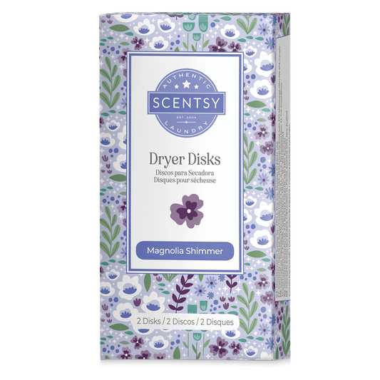 Scentsy dryer disks packaging with floral design on a white background