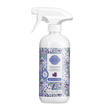 Scentsy Fresh spray bottle with floral design on a white background