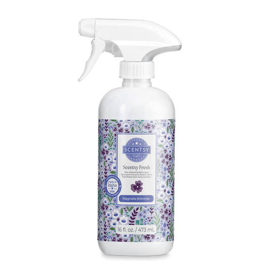 Scentsy Fresh spray bottle with floral design on a white background