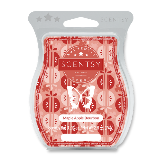 Scentsy wax melt packaging with red and white design on a white background