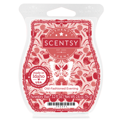 Scentsy wax bar packaging with red and white design on a white background