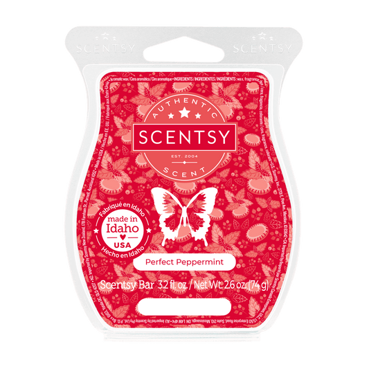 Scentsy bar packaging with red butterfly design on a white background