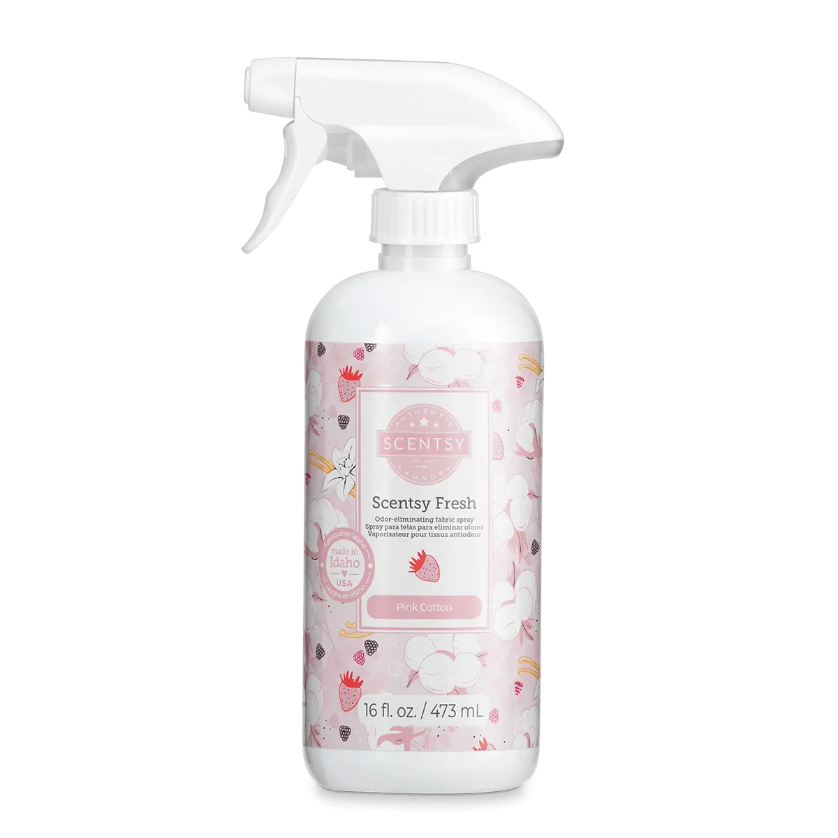 Scentsy Fresh spray bottle with floral design on a white background