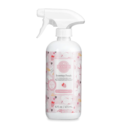 Scentsy Fresh spray bottle with floral design on a white background