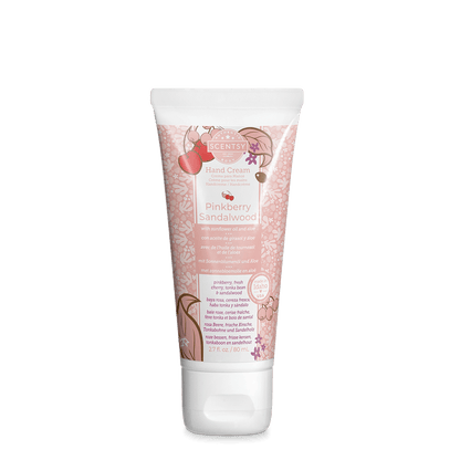 Hand cream tube with pink label on a white background