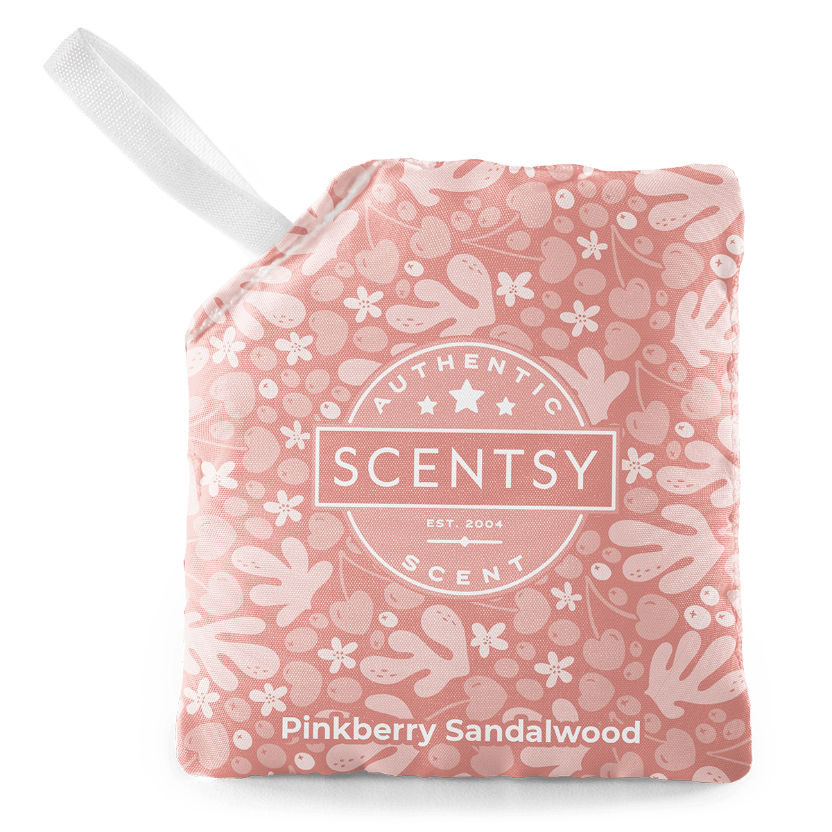 Scentsy Pinkberry Sandalwood scented wax bar with floral pattern on a green background