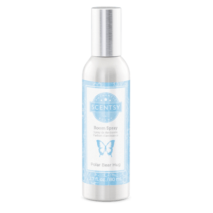 Scentsy room spray bottle on a white background