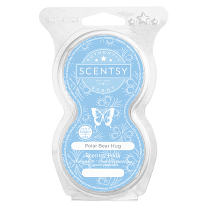 Scentsy wax melt package with blue label and butterfly design on a white background