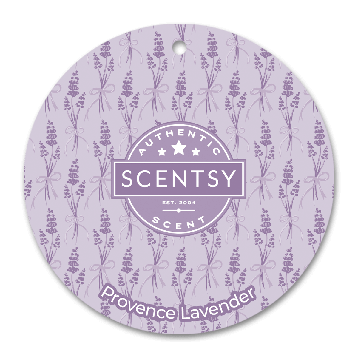 ScentsyProvence Lavender scent card with lavender pattern on a black background