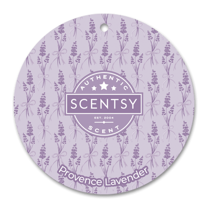 ScentsyProvence Lavender scent card with lavender pattern on a black background