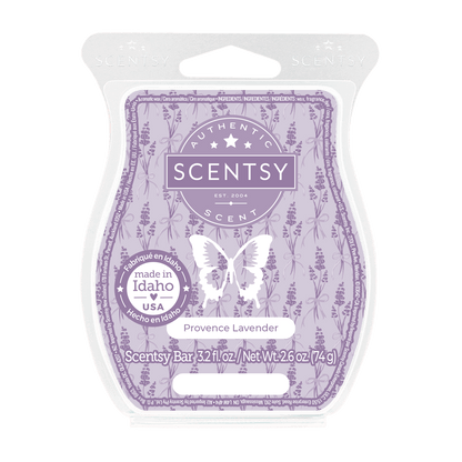 Scentsy Provence Lavender wax bar packaging on a white background