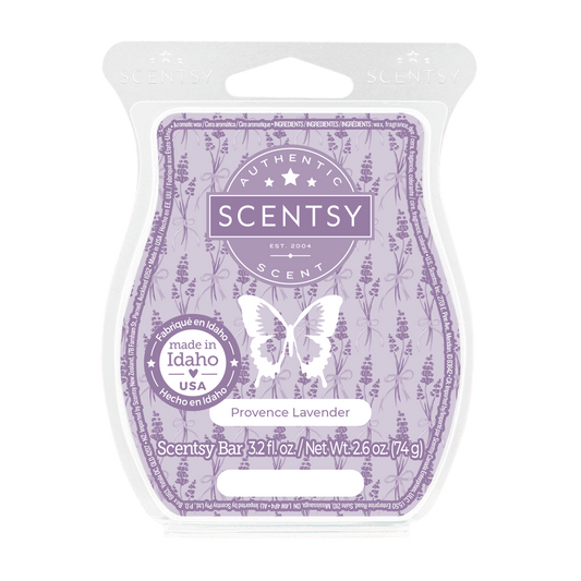 Scentsy Provence Lavender wax bar packaging on a white background
