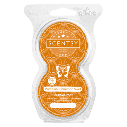 Scentsy Pumpkin Cinnamon Swirl scent pod packaging on a white background