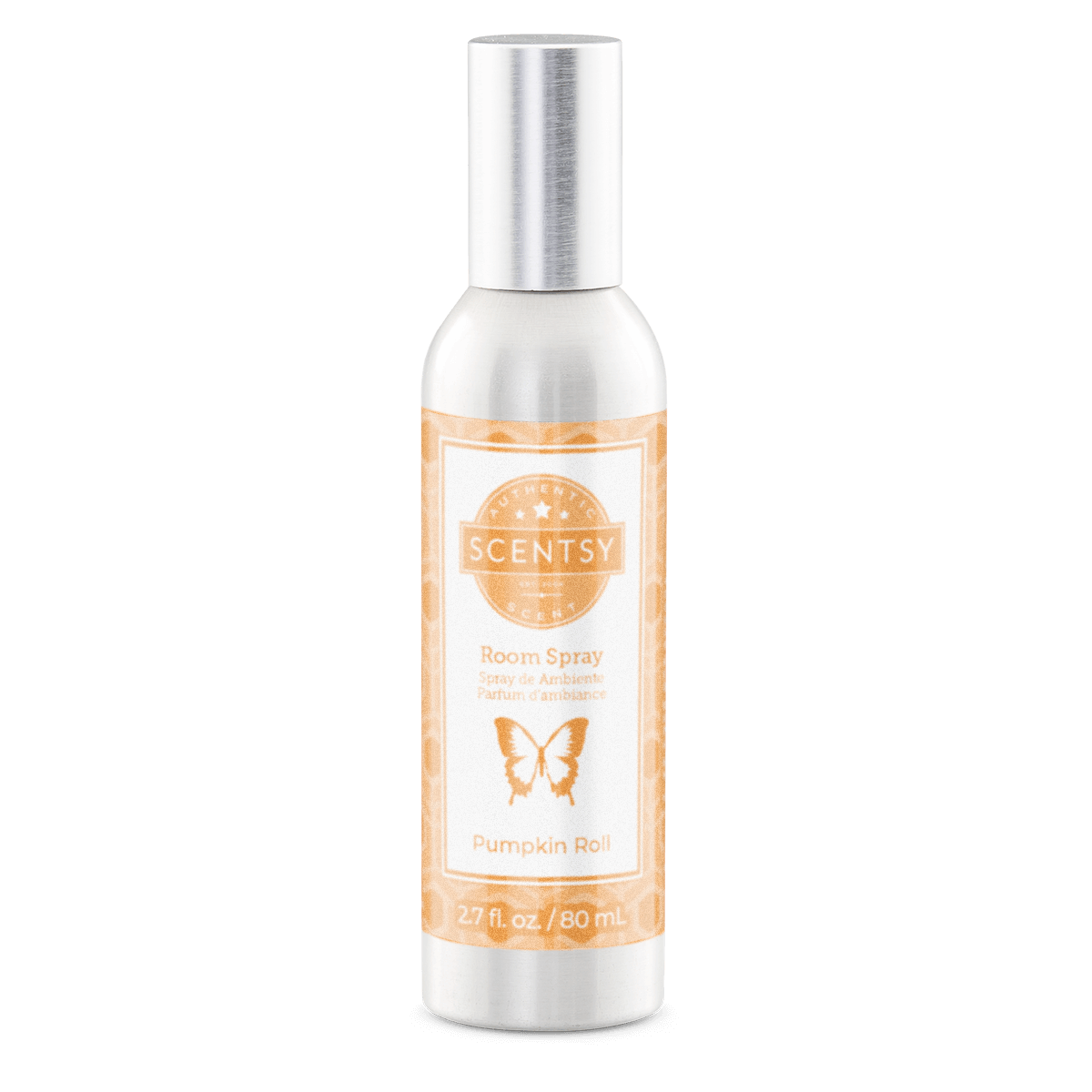Scentsy room spray bottle with butterfly design on a white background