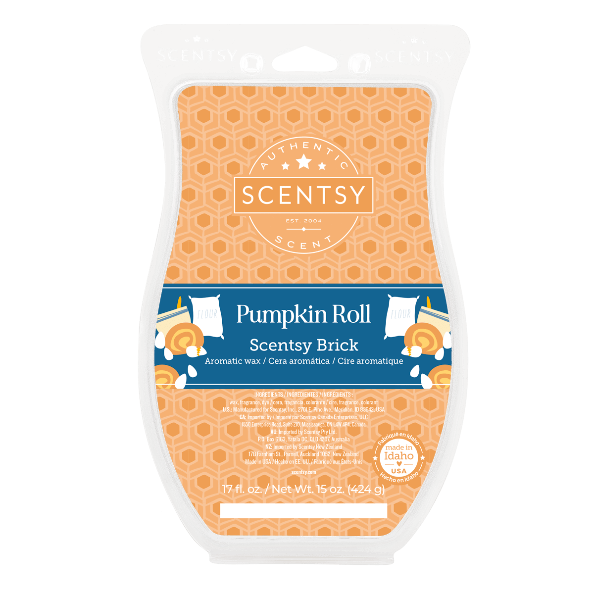 Scentsy Pumpkin Roll brick packaging on a white background
