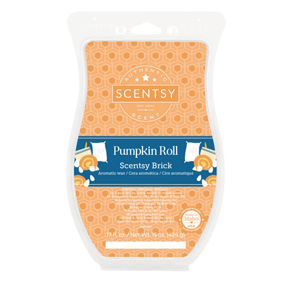 Scentsy Pumpkin Roll brick packaging on a white background