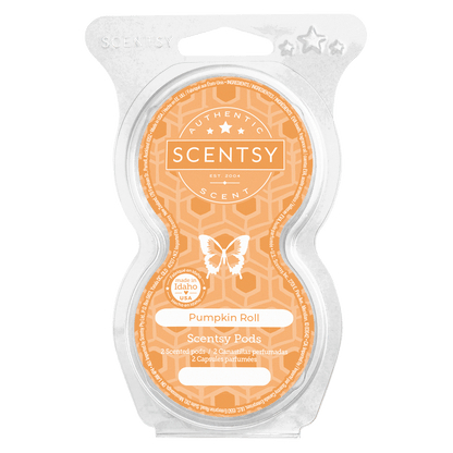 Scentsy Pumpkin Roll wax melt package on a white background