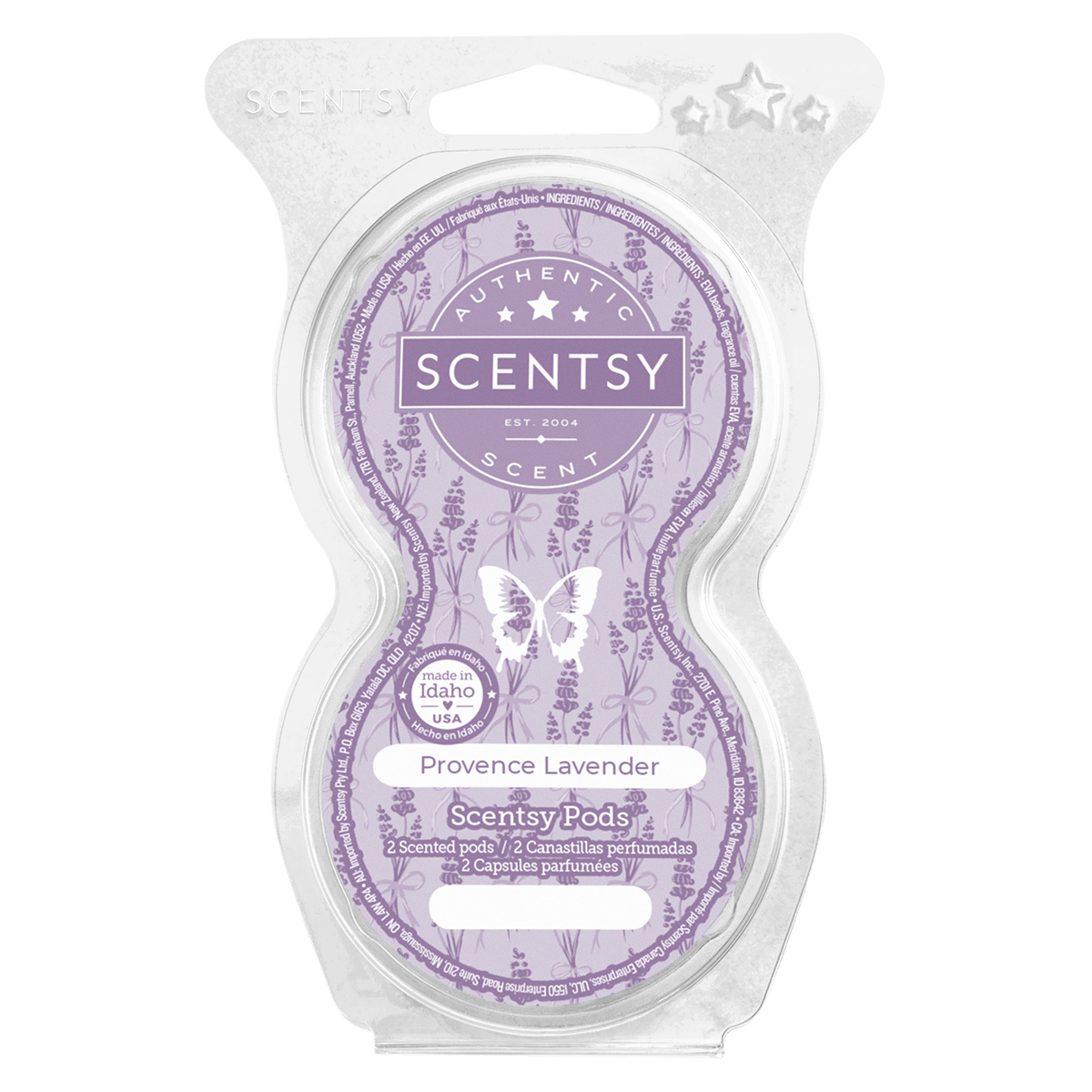Scentsy Provence Lavender scented pod packaging on a black background