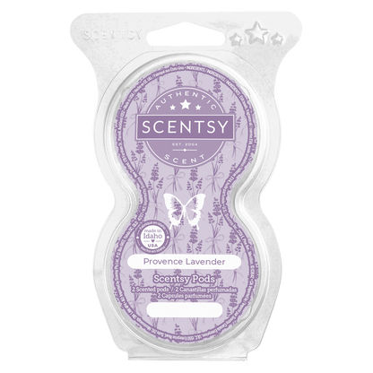 Scentsy Provence Lavender scented pod packaging on a black background