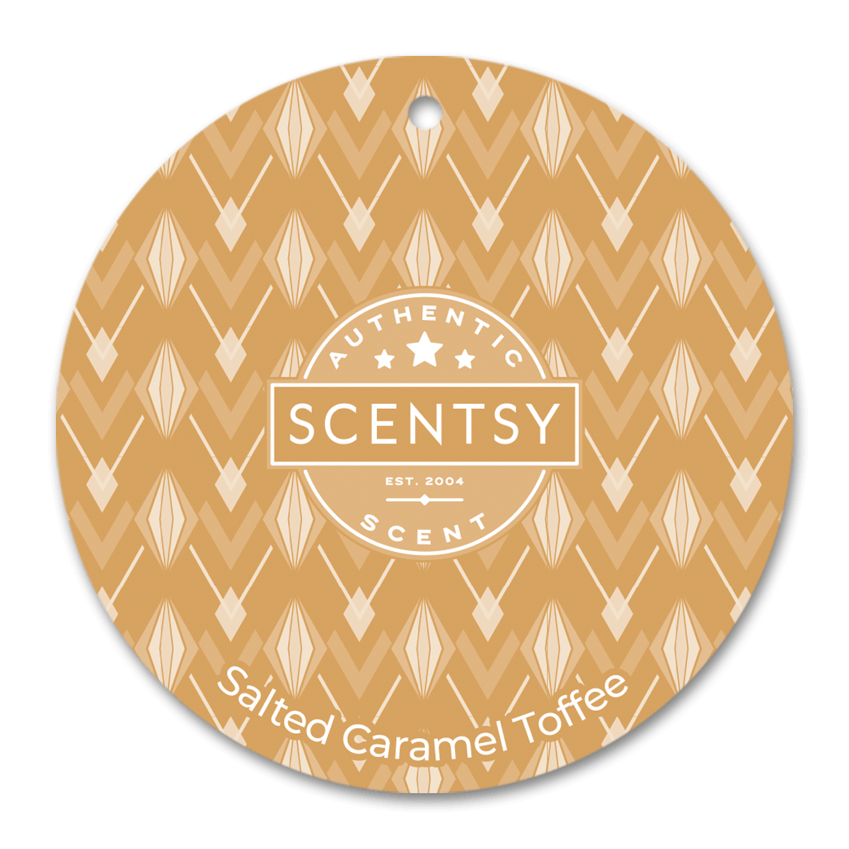 Scentsy salted caramel toffee scent card with patterned design