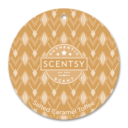 Scentsy salted caramel toffee scent card with patterned design