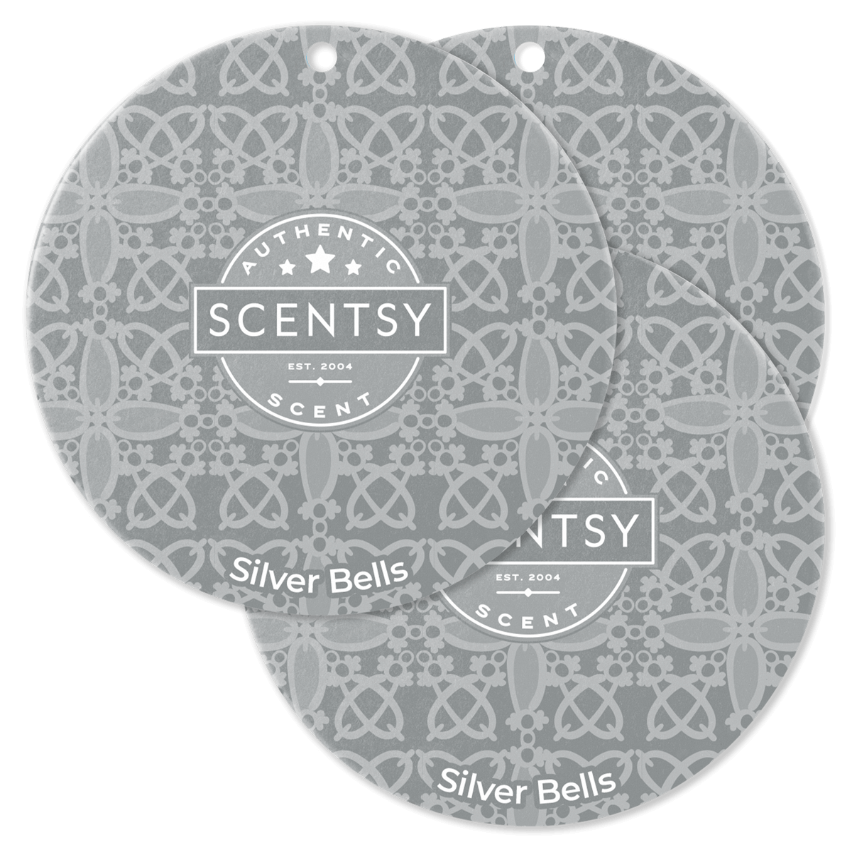 Scentsy Silver Bells scented wax melts packaging on a black background