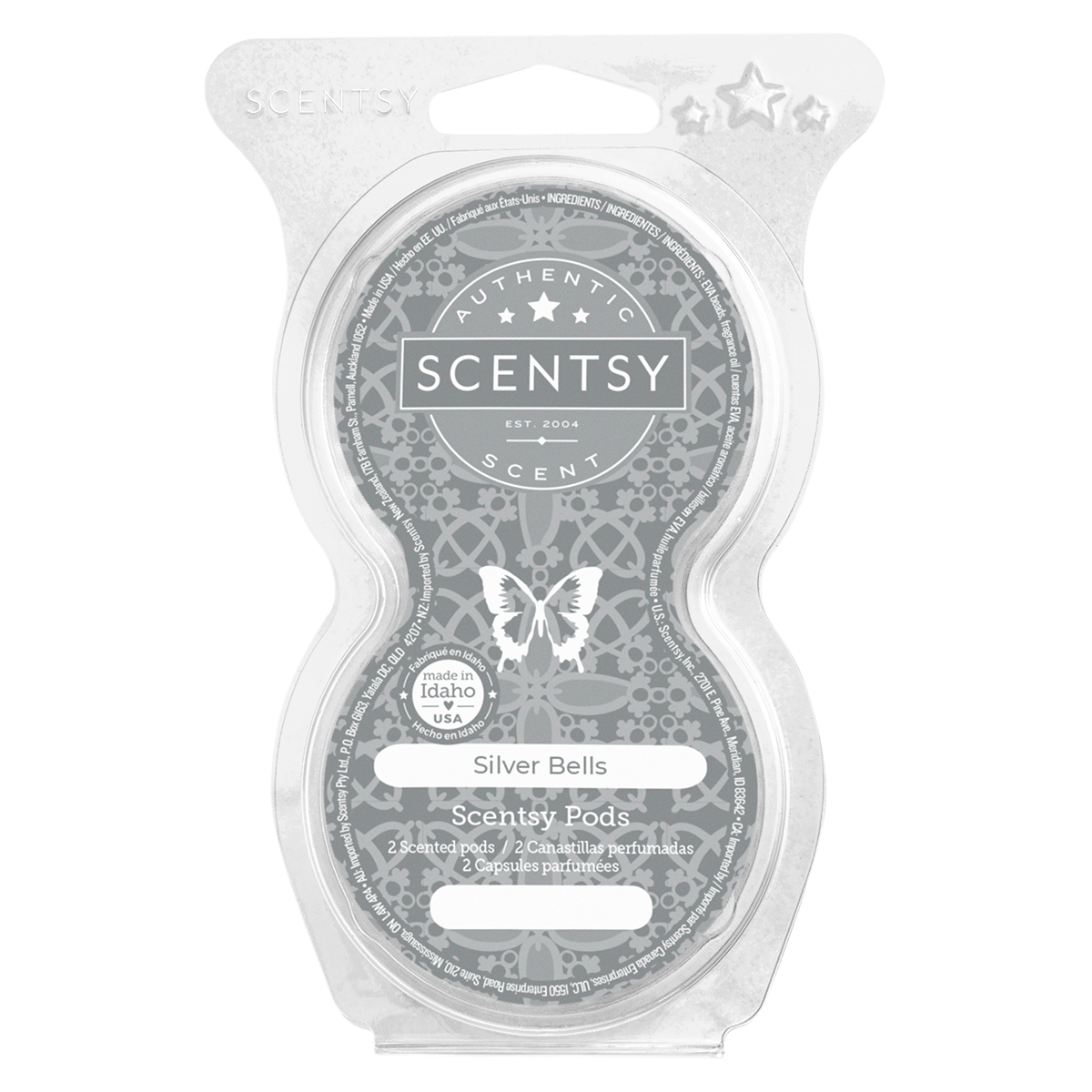 Scentsy Silver Bells scent pod packaging on a white background
