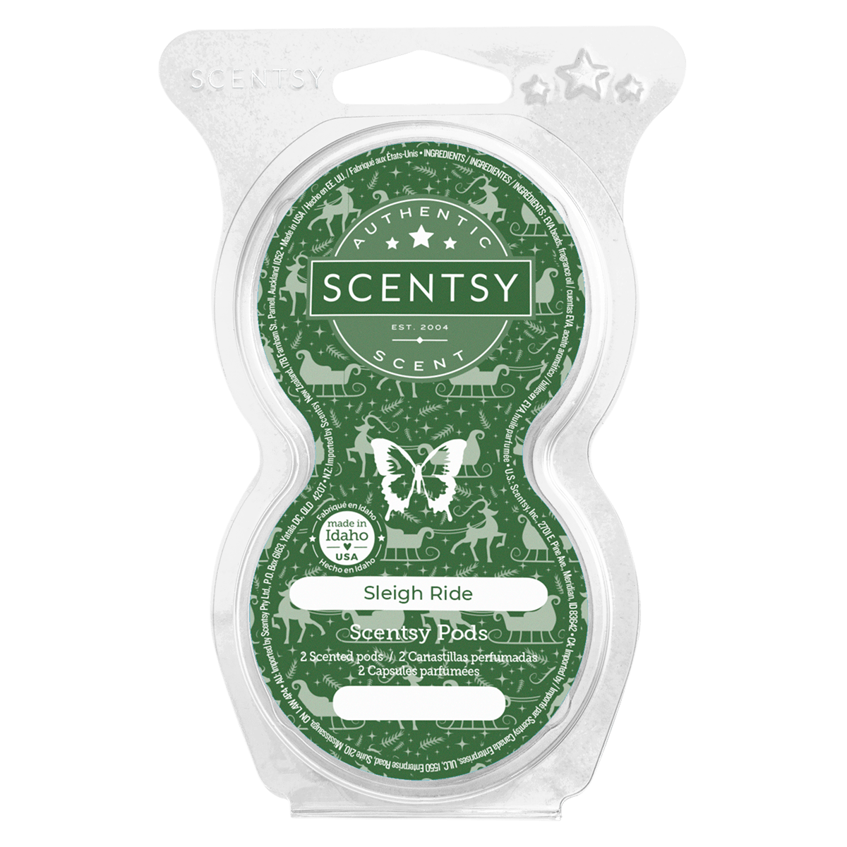 Scentsy Sleigh Ride wax melt package on a white background